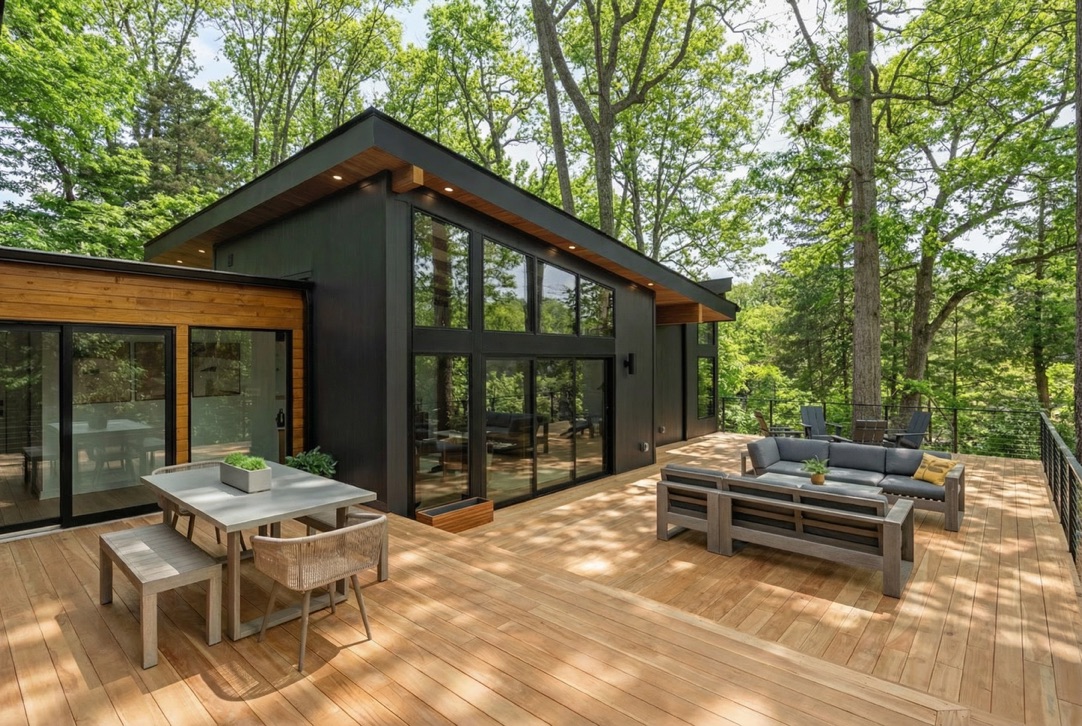 Teak deck and wooded setting at 509 Broadwell Drive