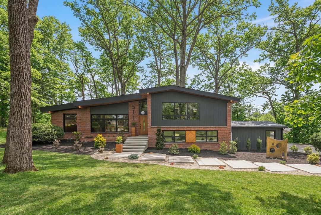 Restored front elevation of 509 Broadwell Drive